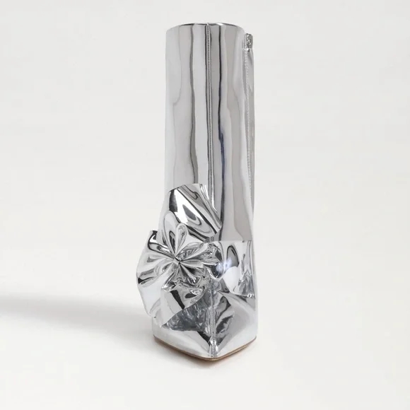 SAM EDELMAN $200 Esmae Stiletto Ankle Metallic Bootie Floral Detail Size 7.5 NEW - Picture 2 of 12